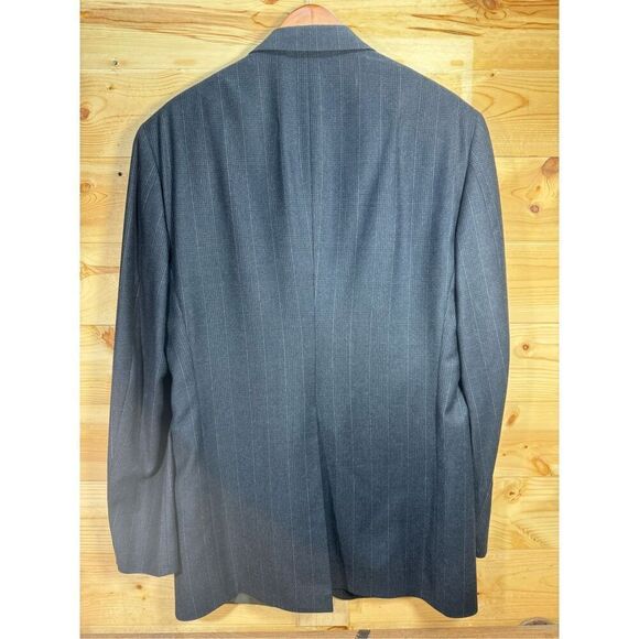 Chaps Ralph Lauren Vintage Men's Size 42 100% Virgin Wool Gray Striped Two Butto - Picture 12 of 16